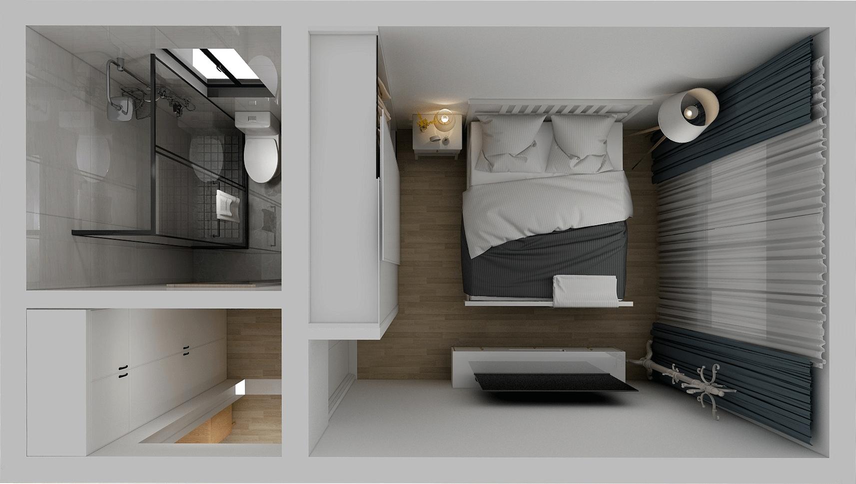 舒适的小房间3D俯视12插画图片-千库网